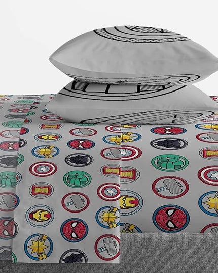 Jay Franco Marvel Avengers Pop 7 Piece Queen Size Bed Set - includes Comforter & Sheet Set - Super Soft Fade Resistant Microfiber (Official Marvel Product) - LeafyLoom