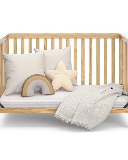 Storkcraft Hillcrest 4-in-1 Convertible Crib (Natural) - Converts to Daybed, Toddler Bed, and Full-Size Bed, Fits Standard Full-Size Crib Mattress, Adjustable Mattress Support Base - LeafyLoom