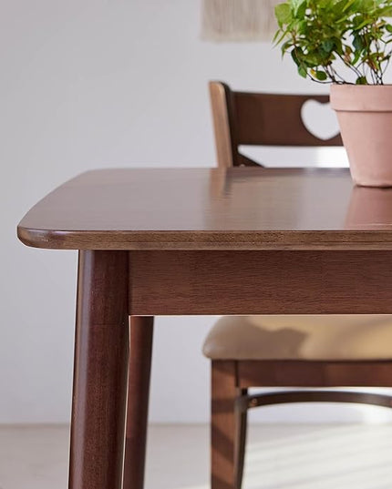Livinia Aslan 59" Malaysian Oak Rectangular Wooden Dining Table/Large Solid Wood Kitchen Desk (Walnut) - LeafyLoom
