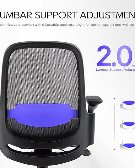 Ergonomic Mesh Office Chair, Mid Back Computer Executive Desk Chair with 3D Armrests, Slide Seat, Tilt Lock and Lumbar Support-Black/Grey - LeafyLoom