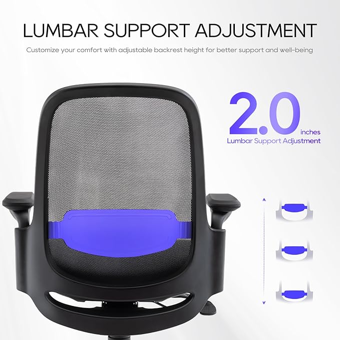 Ergonomic Mesh Office Chair, Mid Back Computer Executive Desk Chair with 3D Armrests, Slide Seat, Tilt Lock and Lumbar Support-Black/Grey - LeafyLoom