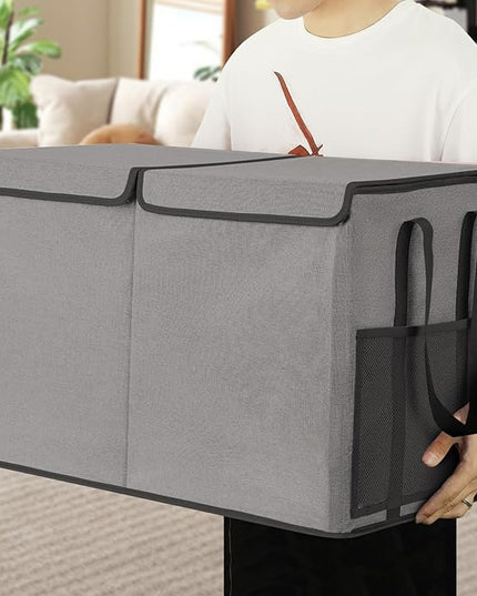Large Toy Box for Boys Girls Toy Chest Kids Toy Storage Organizer Collapsible Toy Storage Bin Basket with Two Mesh Pockets for Nursery Playroom Bedroom Living Room Organization - LeafyLoom