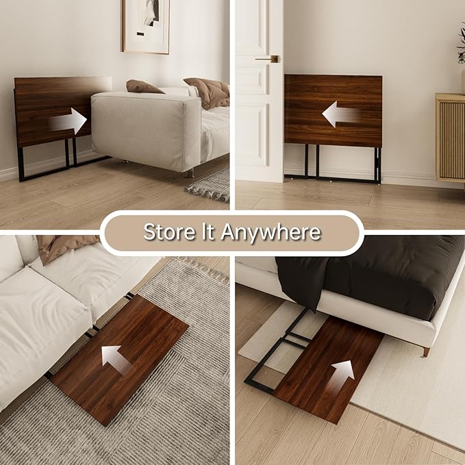 Folding Desk 40 Inch - Small Foldable Desk for Small Space Minimalist, Space Saving Collapsible Compact Desk Portable Table for Craft, Writing, Study and Work (No Assembly Required) - LeafyLoom