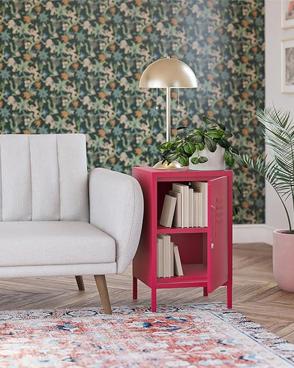 Novogratz Cache Metal Locker End Table, Magenta - LeafyLoom