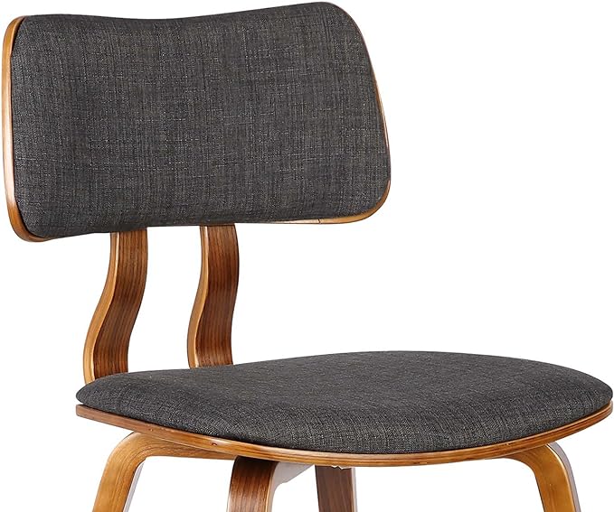 Armen Living Jaguar Dining Chair in Charcoal Fabric and Walnut Wood Finish,Charcoal/Walnut Finish 20D x 18W x 29H in - LeafyLoom