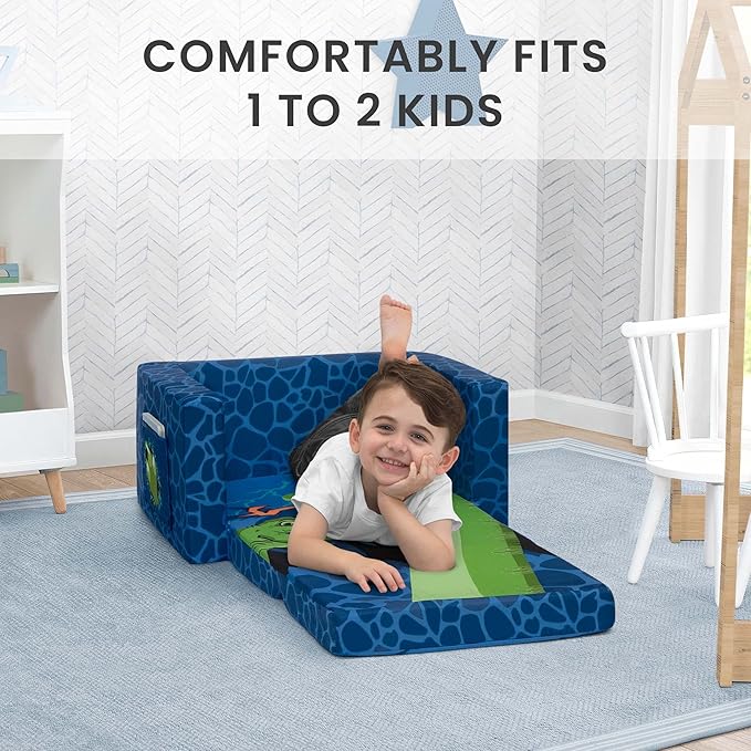 Delta Children Dinosaur Cozee Flip-Out Chair For Relaxing- 2-in-1 Convertible Lightweight,Portable Chair to Lounger for Toddlers & Kids - LeafyLoom