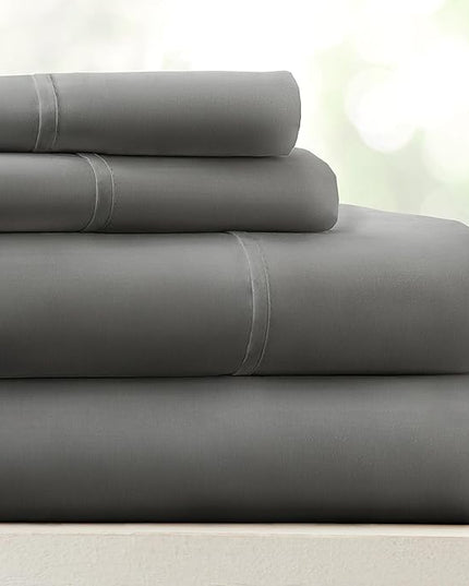 Linen Market Bed Sheets for Twin Size Bed (Gray) - Sleep Better Than Ever with These Soft and Cooling Twin Sheets - Deep Pocket Fits 16" Thick Beds - 3 Piece Twin Sheet Set - LeafyLoom
