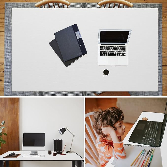 AHB Rolling Computer Desk with 4 Smooth Wheels, Simple Style Mobile Writing Desk Home Office Study Table Movable Workstation with Metal Frame (White, 32") - LeafyLoom