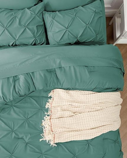 Bedsure Full Size Comforter Sets - Bedding Sets Full 7 Pieces, Bed in a Bag Bed Sets with Comforter, Sheets, Pillowcases & Shams, Adult & Kids Bedding (Graysih Green) - LeafyLoom