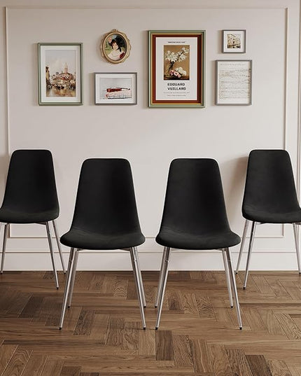 NicBex Haerin-SD-00342-LWJ Dining Chairs, 17.7"x19.7"x34.3", Black and Silver - LeafyLoom