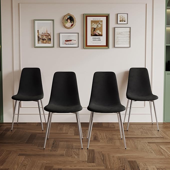 NicBex Haerin-SD-00342-LWJ Dining Chairs, 17.7"x19.7"x34.3", Black and Silver - LeafyLoom