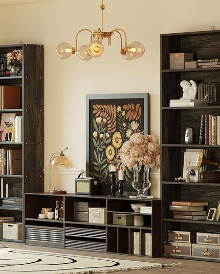 IRONCK Bookshelves and Bookcases Set of 2 Floor Standing 6 Tier Display Storage Shelves 70in Tall Bookcase Home Decor Furniture for Home Office, Living Room, Bed Room - LeafyLoom