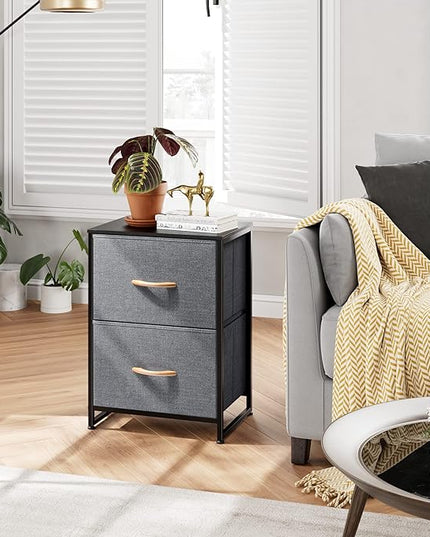 Nicehill Nightstand Set of 2, Nightstands for Bedroom with Drawers, Small Dresser with Drawers, Bedside Table Bedside Furniture, Night Stand End Table with Storage Drawers for Bedroom, Dark Grey - LeafyLoom