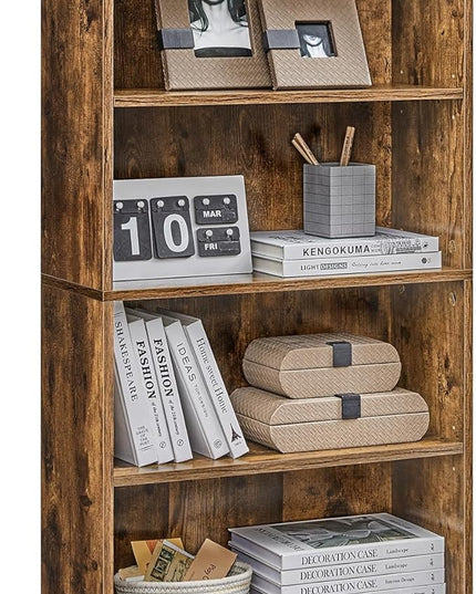 VASAGLE Bookshelf, 23.6 Inches Wide, 6-Tier Open Bookcase with Adjustable Storage Shelves, Floor Standing Unit, Rustic Brown ULBC166X01 - LeafyLoom