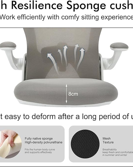 Ergonomic Office Chairs with Adjustable Lumbar Support,Mesh Desk Chair with Adjustable Arms and Wheels,Computer Desk Chair for Home Office Essentials（Headrests,White） - LeafyLoom