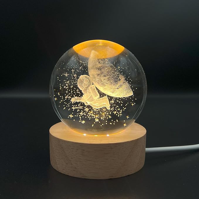 3D Astronaut Crystal Ball Light, Astronaut LED Night Light, Space Decor, Ideal Gift for Kids,Teens, Boys, and Girls - LeafyLoom