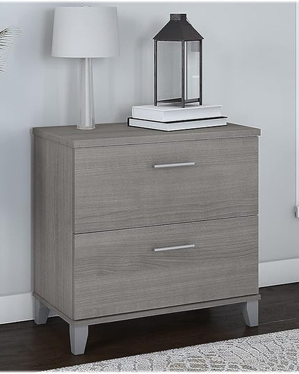 Bush Somerset 2-Drawer Lateral File Cabinet, Letter/Legal, Platinum Gray, 30-Inch (WC81280) - LeafyLoom