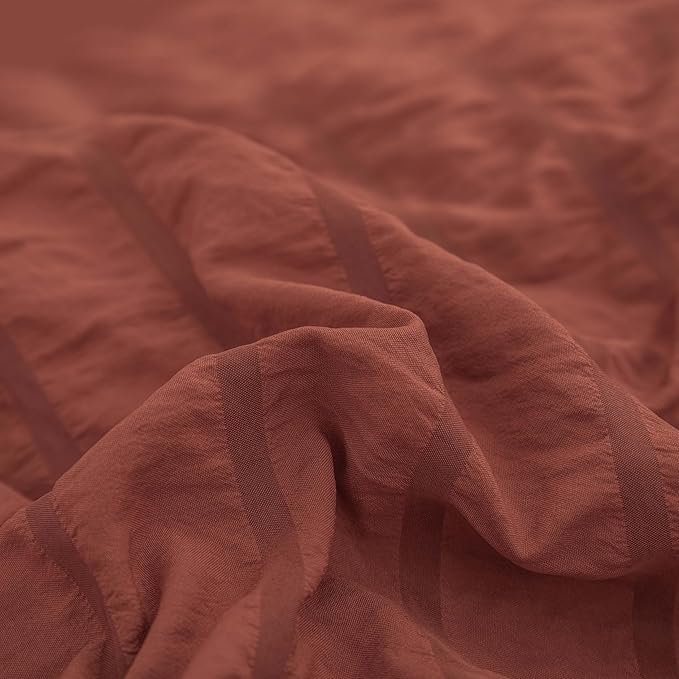 Burnt Orange Comforter Set Queen,Queen Sized Comforter Bedding Set, Burnt Orange Terracotta Bedding Set Queen Size,5 Pcs Lightweight Microfiber Bed Set - LeafyLoom