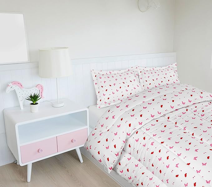 Utopia Bedding All Season Butterfly Comforter Set with 2 Pillow Cases, 3 Piece Soft Brushed Microfiber Kids Bedding Set for Boys/Girls, Machine Washable (Twin) - LeafyLoom