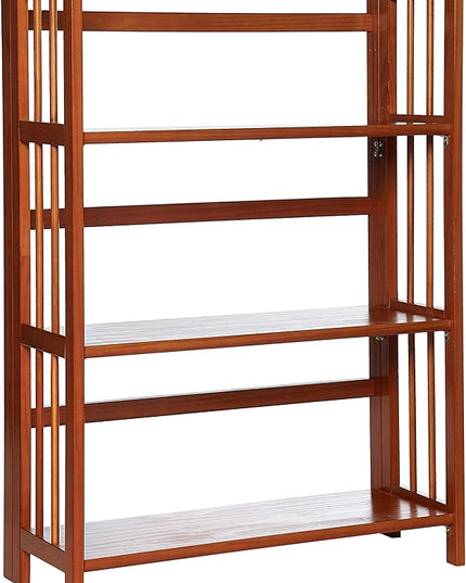 Casual Home 3-Shelf Folding Stackable Bookcase (27.5" Wide)-Mahagony - LeafyLoom