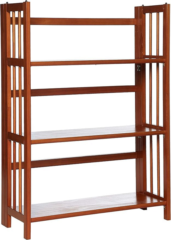 Casual Home 3-Shelf Folding Stackable Bookcase (27.5" Wide)-Mahagony - LeafyLoom