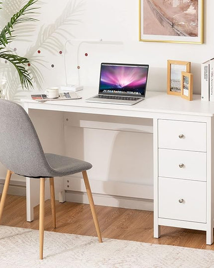 3-Drawer Computer Desk, White - LeafyLoom