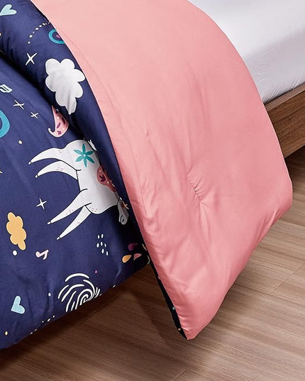 for Kids Unicorn Magic 4-Piece Comforter Set - Beautiful Motif Design Bedding Set with Embrodery Print - LeafyLoom