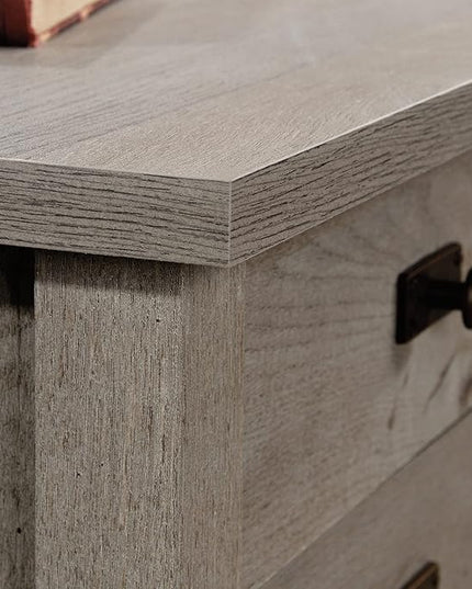 Sauder Cottage Road L-Desk, L: 65.12" x W: 58.66" x H: 29.76", Mystic Oak finish - LeafyLoom