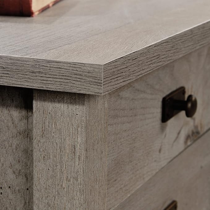 Sauder Cottage Road L-Desk, L: 65.12" x W: 58.66" x H: 29.76", Mystic Oak finish - LeafyLoom