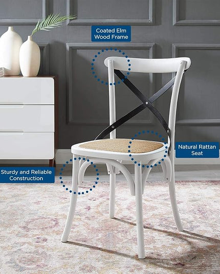 Modway Gear Side, Dining Chair, White Black - LeafyLoom