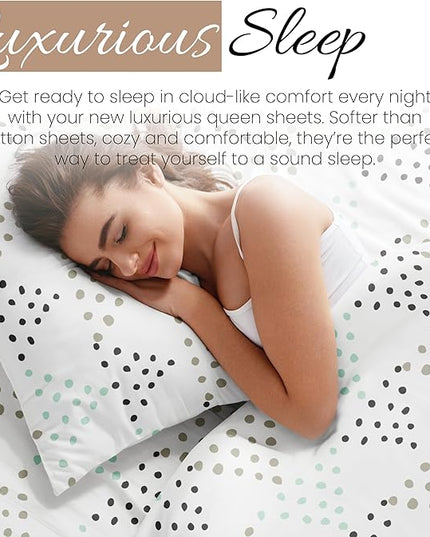 Linen Market 4 Piece Queen Bedding Sheet Set (Light Gray Dots) - Sleep Better Than Ever with These Ultra-Soft & Cooling Bed Sheets for Your Queen Size Bed - Deep Pocket Fits 16" Mattress - LeafyLoom