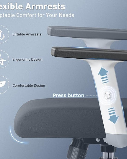 Office Chair, Ergonomic Desk Chair High Back Computer Chair Swivel Mesh Task Chair with Adjustable Lumbar Support Armrests Headrest White - LeafyLoom
