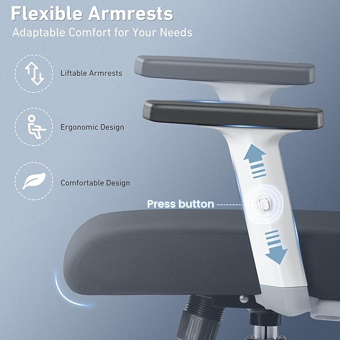Office Chair, Ergonomic Desk Chair High Back Computer Chair Swivel Mesh Task Chair with Adjustable Lumbar Support Armrests Headrest White - LeafyLoom