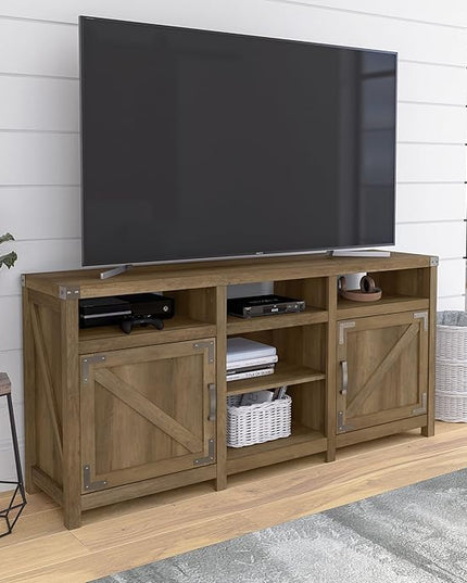 Bush Furniture Knoxville Farmhouse Stand for 75 Inch TV, Living Room Media Console with Storage, 65W, Reclaimed Pine - LeafyLoom