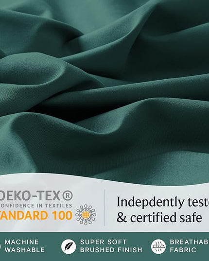 LuxClub 6 PC Full Sheet Set, Breathable Luxury Bed Sheets, Deep Pockets 18" Eco Friendly Wrinkle Free Cooling Bed Sheets Machine Washable Hotel Bedding Silky Soft - Emerald Full - LeafyLoom