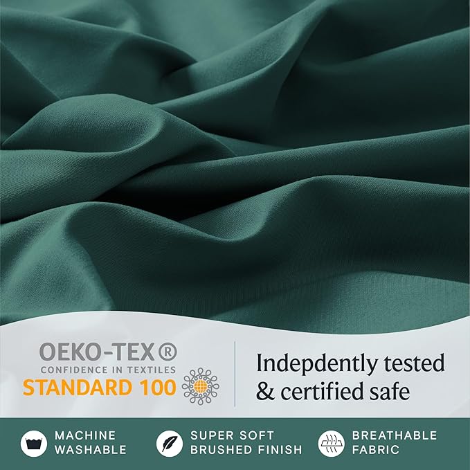 LuxClub 6 PC Queen Sheet Set, Breathable Luxury Bed Sheets, Deep Pockets 18" Eco Friendly Wrinkle Free Cooling Sheets Machine Washable Hotel Bedding Silky Soft - Emerald Queen - LeafyLoom