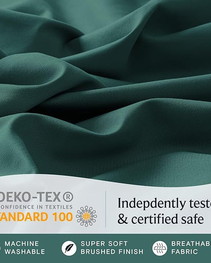LuxClub 4 PC Sheet Bed Sheets Deep Pockets 18" Eco Friendly Wrinkle Free-Kids-Fitted Sheets Machine Washable Hotel Bedding Silky Soft - Emerald Twin XL - LeafyLoom
