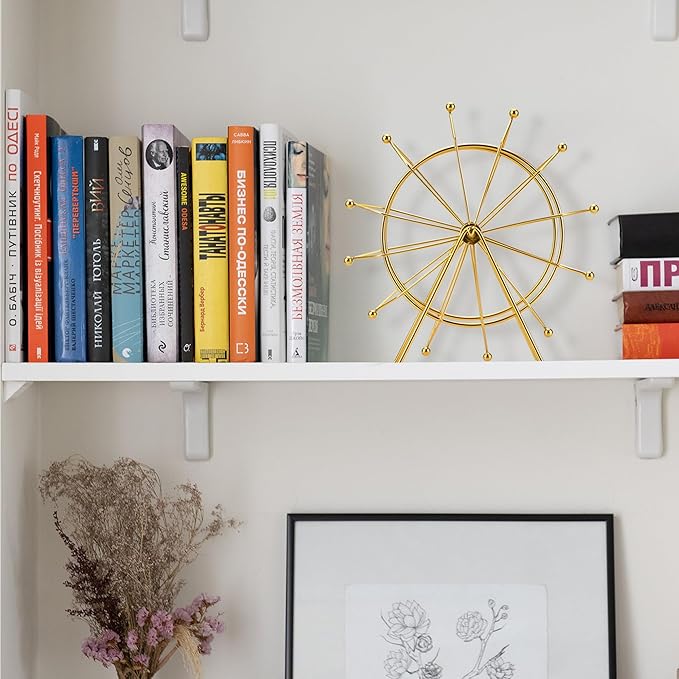 Gold Ferris Wheel Decorations for Office Bookshelf Decor, Home Decor Living Room Shelf- Spinning Ferris Wheel for Gift Birthday Thanksgiving Valentine's Day - LeafyLoom