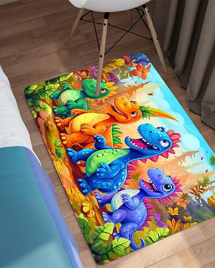 Dinosaur Rug for Boys Room - Colorful Cute Dino Rug for Room Kids Carpet for Bedroom Boys Bedroom Rug Cartoon Dinosaur Rug Cute Dinosaur Rugs for Boys Bedroom,2'×3' - LeafyLoom