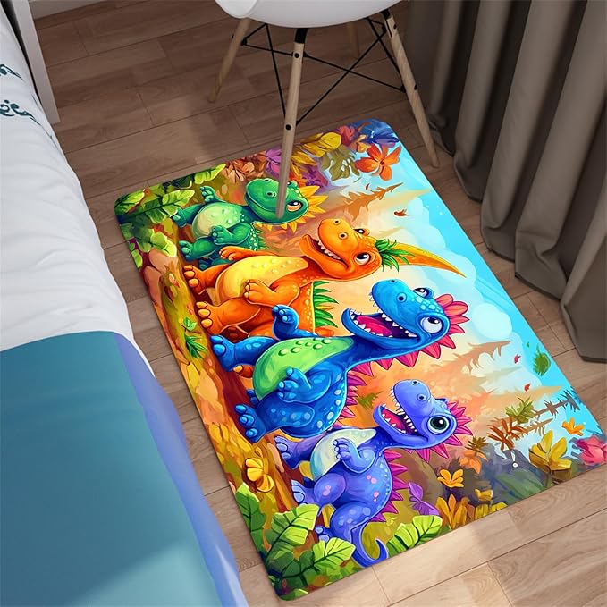 Dinosaur Rug for Boys Room - Colorful Cute Dino Rug for Room Kids Carpet for Bedroom Boys Bedroom Rug Cartoon Dinosaur Rug Cute Dinosaur Rugs for Boys Bedroom,2'×3' - LeafyLoom