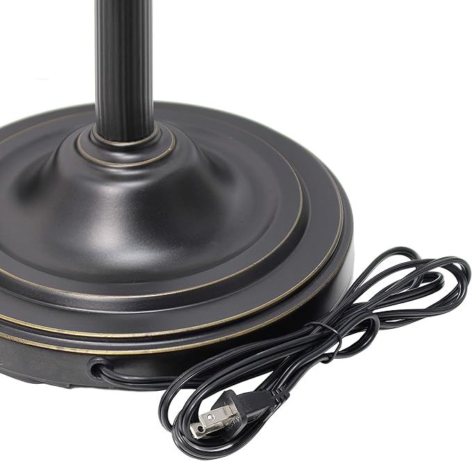 Elegant Designs LF2003-RBA 2 Light Mother Daughter Floor Lamp with Amber Marble Glass Shades, Restoration Bronze and Amber - LeafyLoom
