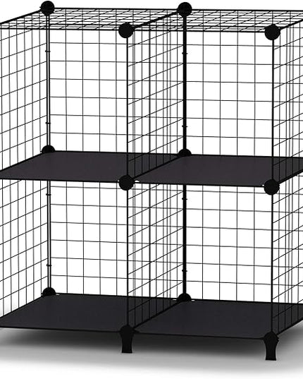 HOMIDEC Wire Cube Storage, Storage Shelves 4 Cube Bookshelf Bookcase Closet Organizer and Storage, Wire Storage Shelves Multi-Use DIY Storage Cube Shelf for Books, Toys, Clothes, Tools - LeafyLoom