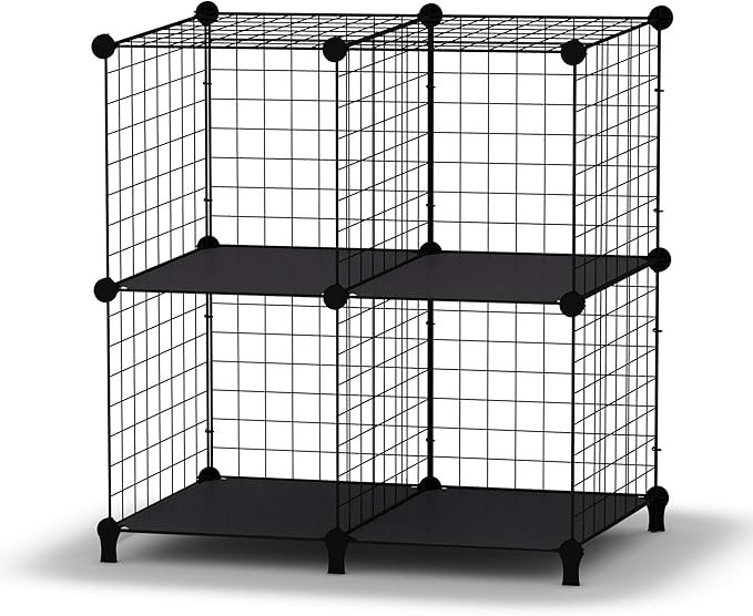 HOMIDEC Wire Cube Storage, Storage Shelves 4 Cube Bookshelf Bookcase Closet Organizer and Storage, Wire Storage Shelves Multi-Use DIY Storage Cube Shelf for Books, Toys, Clothes, Tools - LeafyLoom