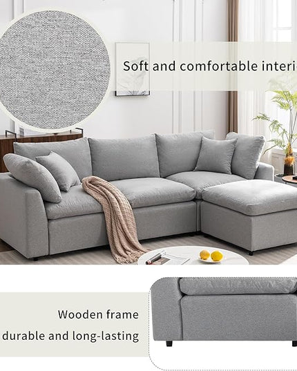 104.3" L-Shaped Convertible Sectional Sofa with Reversible Sleeper Chaise,Upholstery Corner Couch include Armrest&Down Filled Cushions w/zipper closure for Living Room, Apartment, Office - LeafyLoom