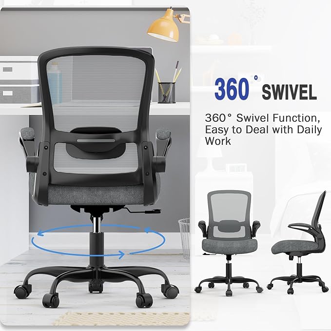 Office Chair, Ergonomic Desk Chair with Adjustable Lumbar Support, High Back Mesh Computer Chair with Flip-up Armrests-BIFMA Passed Task Chairs, Executive Chair for Home Office - LeafyLoom