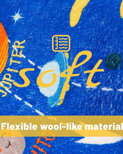 Round ABC Kids Rug,4 Ft Soft Circle Alphabet Playroom Rug,Washable Non-Slip Solar System Kids Play Rug,Space Educational Rug Kids Carpet for Classroom Playroom Bedroom Kids Room Decor - LeafyLoom