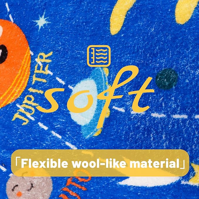 Round ABC Kids Rug,5.2 Ft Soft Circle Alphabet Playroom Rug,Washable Non-Slip Solar System Kids Play Rug,Space Educational Rug Kids Carpet for Classroom Playroom Bedroom Kids Room Decor - LeafyLoom