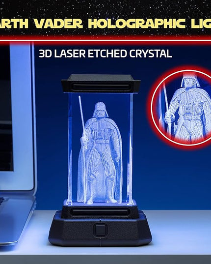 Paladone Darth Vader Figure Holographic Light, 3D Laser-Etched Crystal Model of Darth Vader, 12cm (4.7") Tall Star Wars Lighting & Replica Decor - LeafyLoom