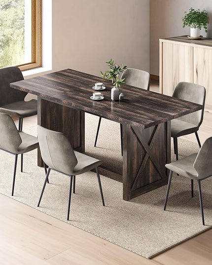 YITAHOME 70.8" Large Farmhouse Dining Table for 6 to 8 People, Rustic Style Wood Dinner Table, Rectangular Dining Table for Kitchen, Dining Room & Living Room - LeafyLoom