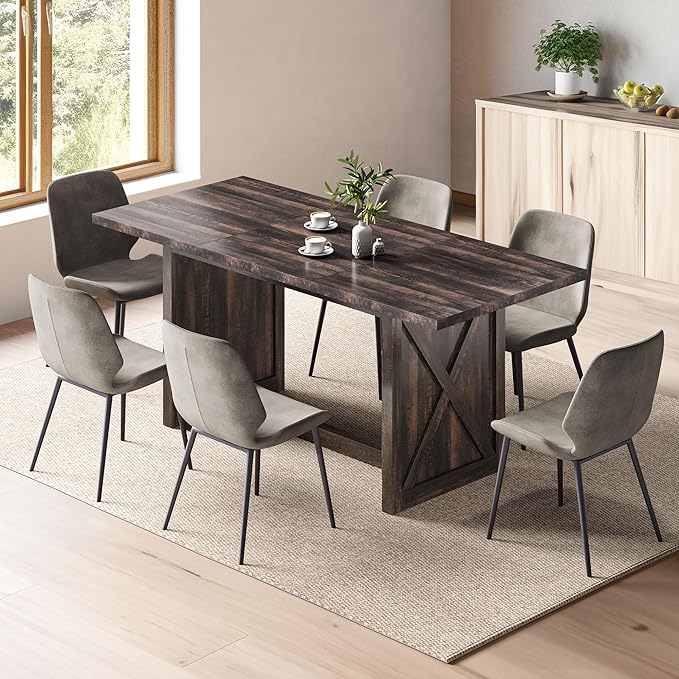 YITAHOME 70.8" Large Farmhouse Dining Table for 6 to 8 People, Rustic Style Wood Dinner Table, Rectangular Dining Table for Kitchen, Dining Room & Living Room - LeafyLoom